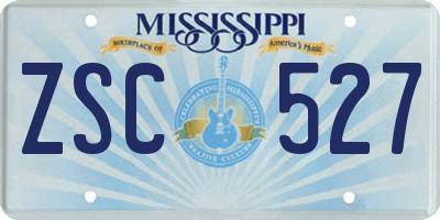 MS license plate ZSC527