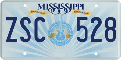MS license plate ZSC528