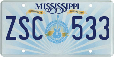 MS license plate ZSC533