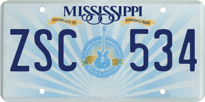 MS license plate ZSC534