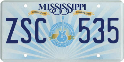 MS license plate ZSC535
