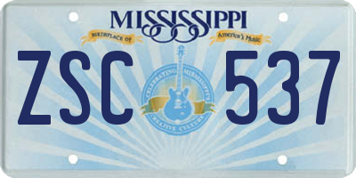 MS license plate ZSC537