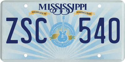 MS license plate ZSC540
