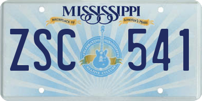 MS license plate ZSC541