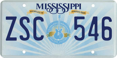 MS license plate ZSC546