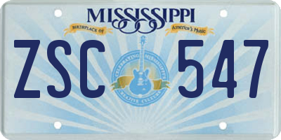 MS license plate ZSC547