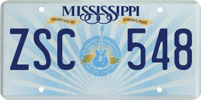 MS license plate ZSC548