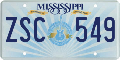 MS license plate ZSC549