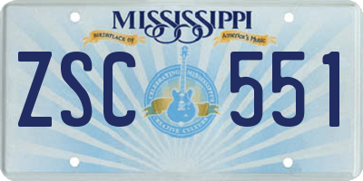 MS license plate ZSC551