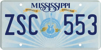 MS license plate ZSC553