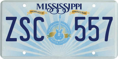 MS license plate ZSC557