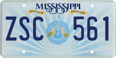 MS license plate ZSC561