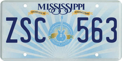 MS license plate ZSC563