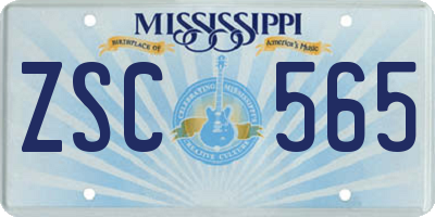 MS license plate ZSC565