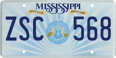 MS license plate ZSC568
