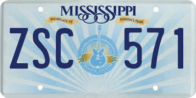 MS license plate ZSC571