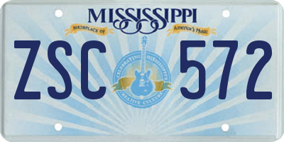 MS license plate ZSC572