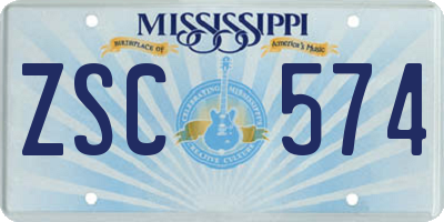 MS license plate ZSC574