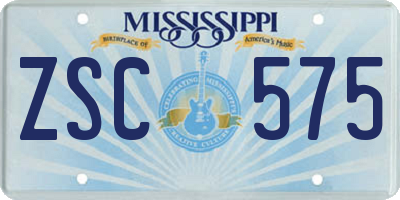 MS license plate ZSC575