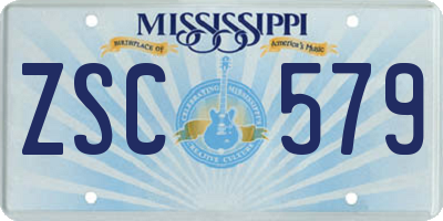 MS license plate ZSC579