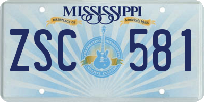 MS license plate ZSC581