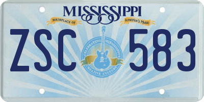 MS license plate ZSC583