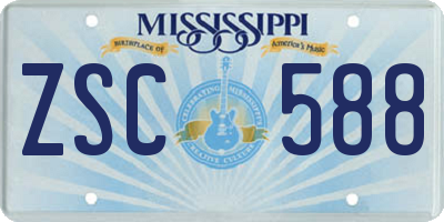 MS license plate ZSC588