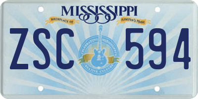 MS license plate ZSC594