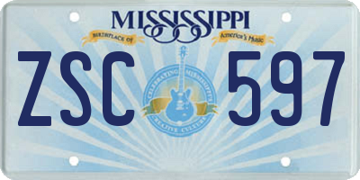 MS license plate ZSC597