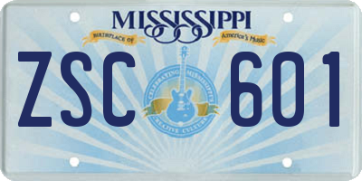 MS license plate ZSC601
