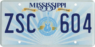 MS license plate ZSC604