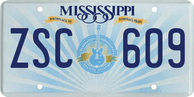 MS license plate ZSC609