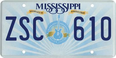MS license plate ZSC610