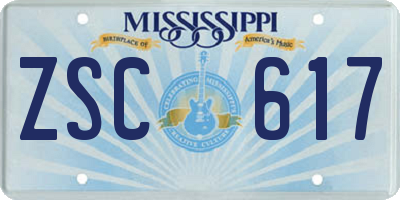 MS license plate ZSC617