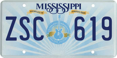 MS license plate ZSC619