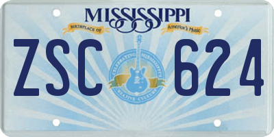 MS license plate ZSC624