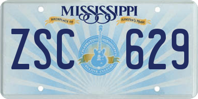 MS license plate ZSC629