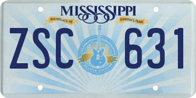 MS license plate ZSC631