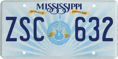 MS license plate ZSC632