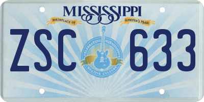 MS license plate ZSC633