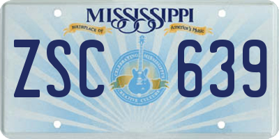 MS license plate ZSC639