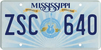 MS license plate ZSC640