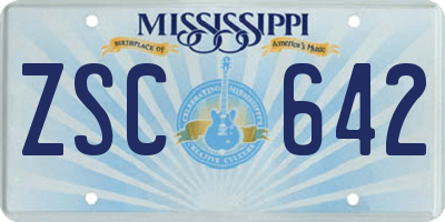 MS license plate ZSC642