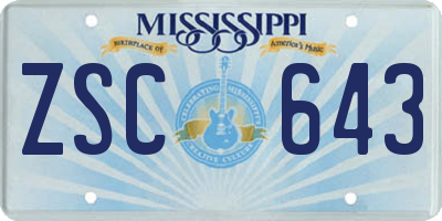 MS license plate ZSC643