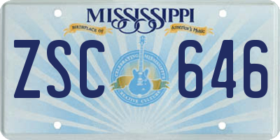 MS license plate ZSC646