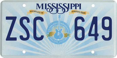 MS license plate ZSC649