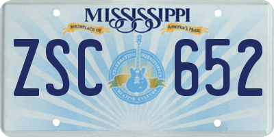 MS license plate ZSC652
