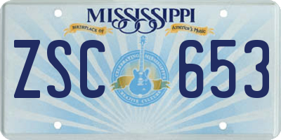 MS license plate ZSC653