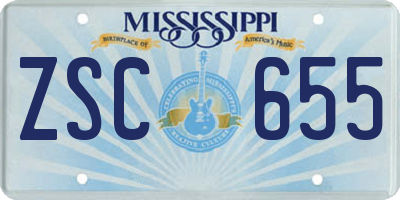MS license plate ZSC655