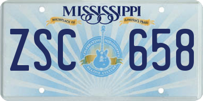 MS license plate ZSC658